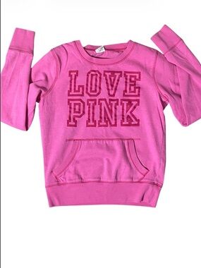 PINK Victoria's Secret Hot Pink 'LOVE PINK' Pullover Sweatshirt